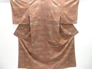 格子織り出し暈し手織り紬着物